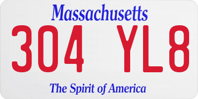 MA license plate 304YL8