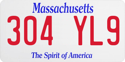 MA license plate 304YL9