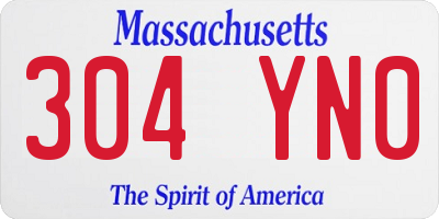 MA license plate 304YN0