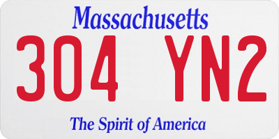 MA license plate 304YN2