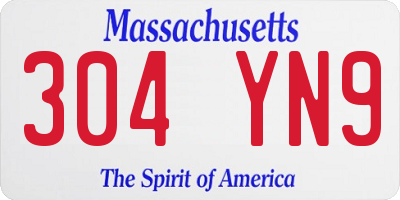 MA license plate 304YN9