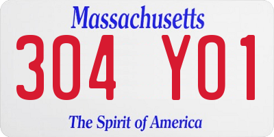MA license plate 304YO1