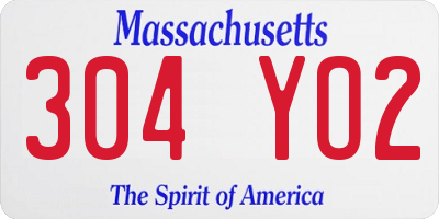 MA license plate 304YO2