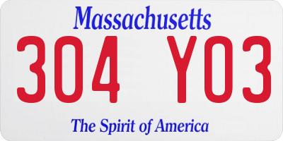 MA license plate 304YO3