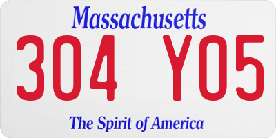MA license plate 304YO5