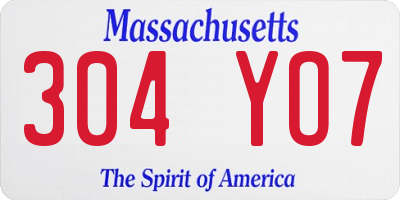 MA license plate 304YO7
