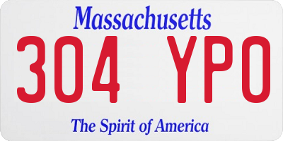 MA license plate 304YP0
