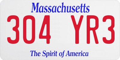 MA license plate 304YR3