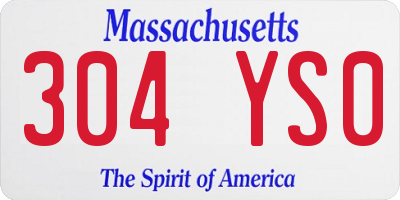 MA license plate 304YS0
