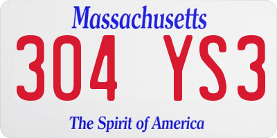 MA license plate 304YS3