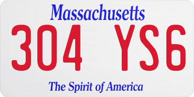 MA license plate 304YS6