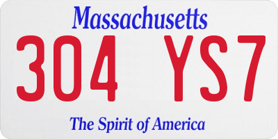 MA license plate 304YS7