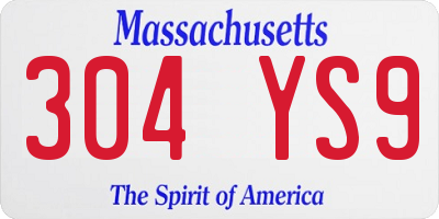 MA license plate 304YS9