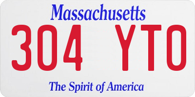 MA license plate 304YT0