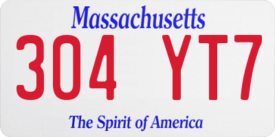 MA license plate 304YT7
