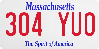 MA license plate 304YU0