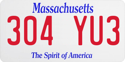 MA license plate 304YU3
