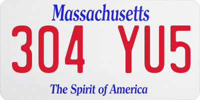 MA license plate 304YU5