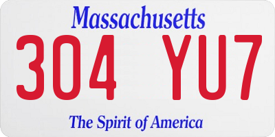 MA license plate 304YU7