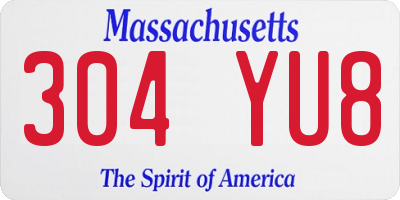 MA license plate 304YU8