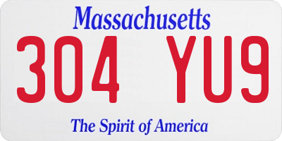 MA license plate 304YU9