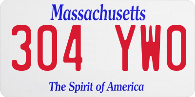 MA license plate 304YW0