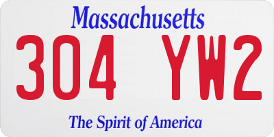 MA license plate 304YW2