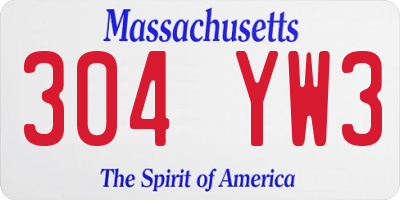 MA license plate 304YW3