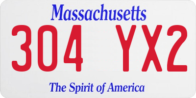 MA license plate 304YX2
