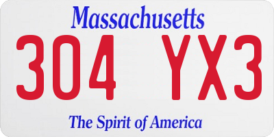 MA license plate 304YX3