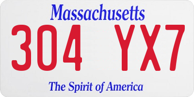 MA license plate 304YX7