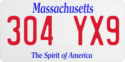 MA license plate 304YX9