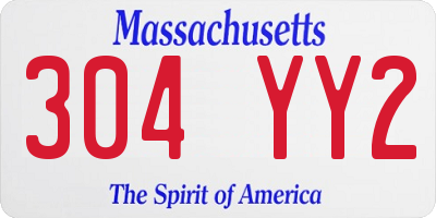 MA license plate 304YY2
