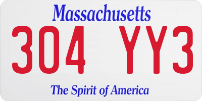 MA license plate 304YY3