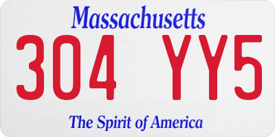 MA license plate 304YY5