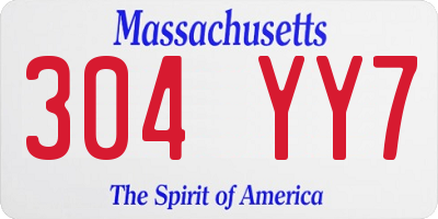 MA license plate 304YY7