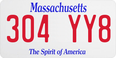 MA license plate 304YY8