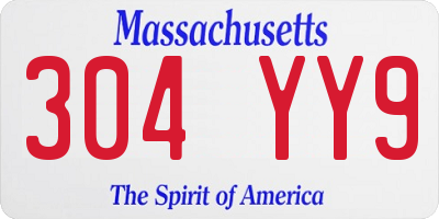 MA license plate 304YY9