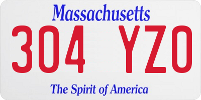 MA license plate 304YZ0