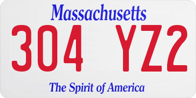 MA license plate 304YZ2