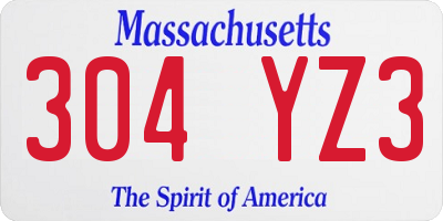 MA license plate 304YZ3