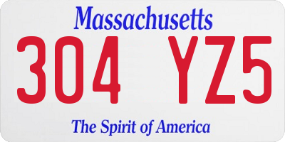 MA license plate 304YZ5
