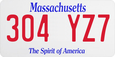 MA license plate 304YZ7