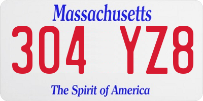 MA license plate 304YZ8