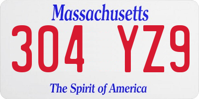 MA license plate 304YZ9