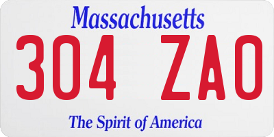 MA license plate 304ZA0