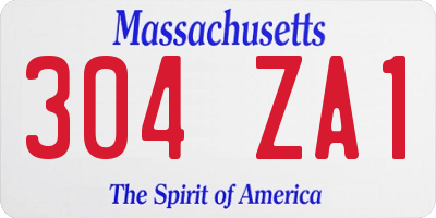 MA license plate 304ZA1