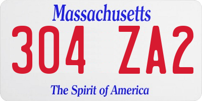MA license plate 304ZA2