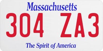 MA license plate 304ZA3