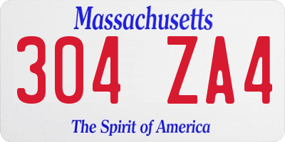 MA license plate 304ZA4